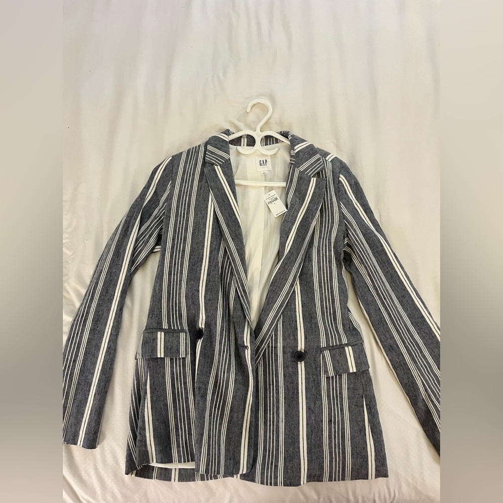 gap purple-blue and white blazer